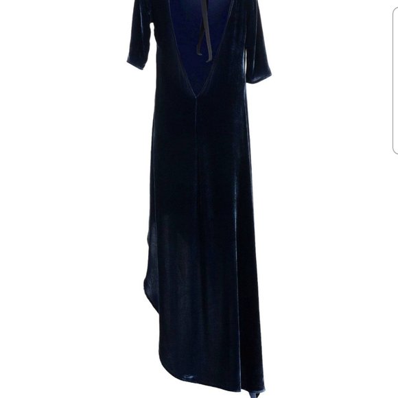 Messagerie $729 Midnight Blue Velvet Dress size 42 - Picture 4 of 11